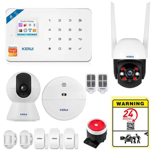 Système d'alarme Wifi <span class=keywords><strong>KERUI</strong></span> Glomarket, système d'alarme sans fil Wifi pour la maison, détecteur de fumée et d'incendie, écran tactile TFT, sécurité GSM, système d'alarme Tuya et caméra extérieure - Product Image 1