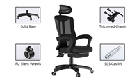 Chaise de bureau ergonomique certifiée BIFMA, dossier haut en maille respirante, avec appui-tête