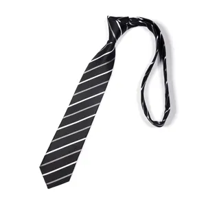 Hot Selling Design Pattern Polyester Black White Stripe Suit Shirt Necktie