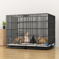 Grande Cage Intérieure pour Cobaye Néerlandais et Lapin Domestique, à Motif Uni, avec Bouton de Nettoyage Automatique des Déjections, Clôture en Métal, pour Usage Domestique