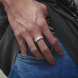 925 <strong>Silver</strong> Fashion Design Moissanite Cuban Diamond <strong>Ring</strong> for <strong>Men</strong> D Color Baguettes for Hip-hop Lifestyle - Product Image 2