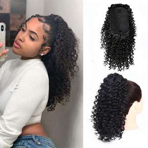 Perruque queue de cheval bouclée CJ580 1B en fibre haute température, application facile, extension de cheveux noire pour femme - Product Image 2