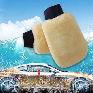 Sarung Tangan Cuci Mobil Wol Ekstra Tebal, Dua Sisi, Sarung Tangan Dekontaminasi Kuat Kulit Domba, Sarung Tangan Detailing untuk Otomatis