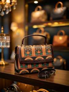 Bolso de Mano Étnico de Lujo para Mujer, Elegante Bolso Bandolera Mediano con Forro de Poliéster Marrón - Product Image 3