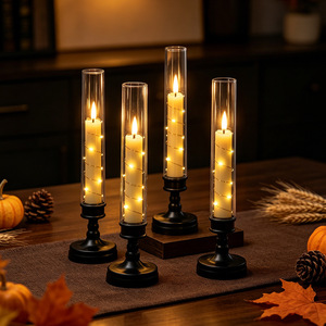 LED Long <b>Pole</b> Electronic Candle Lamp Ornament Remote Control String <b>Light</b> Simulation Candle Holder Wedding Decor Christmas Style - Product Image 2