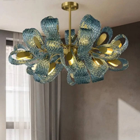 Lustre rectangulaire de luxe au design moderne, suspension rétro en verre soufflé à la main, motif floral artistique, luminaire suspendu pour villa et hôtel, sur mesure, taille moyenne