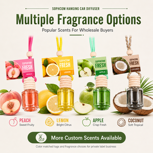 Diffuseur de parfum pour voiture personnalisé en verre et bois, flacon de 10 ml, diffuseur d'arômes suspendu, pendentif parfumé à l'huile essentielle, rechargeable - Product Image 3