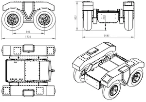 Châssis mobile de robot à 4 roues motrices, moteur sans balais, interface de communication complète, batterie BMS 72V100Ah, suspension à bras oscillant - Product Image 4