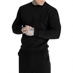 Survêtement pour homme en coton noir respirant et léger, à capuche, manches longues, couleur unie, décontracté, avec poches latérales, élastique, pour l'hiver - Product Image 3