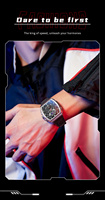 Montre Homme Luxe Originale OLEVS Étanche 2025 à Mouvement Quartz Japonais Squelette, Bracelet Silicone, Forme Tonneau 2942