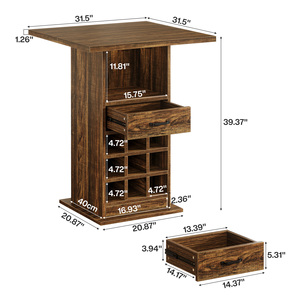 Table de bar carrée Tribesigns, 39,37 po de hauteur, table de cocktail industrielle avec rangement et porte-bouteilles, unité de bar à domicile - Product Image 6