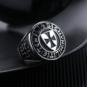 Punk Biker Style Edelstahl Kreuz Schmuck Männer Schild Fingerring Ritter Templer Kreuzritter Templi Signvm Militie Ring Für Männer - Product Image 3