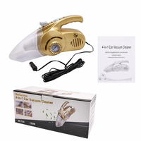 Gonfleur de pneus automobile multifonctionnel 4 en 1 12V en ABS doré, aspirateur de voiture haute puissance