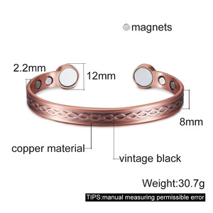 Pulseras de Cobre Magnético Bioactivo Personalizables EST, <span class=keywords><strong>99.99</strong></span>% Puro, Diseño Vintage con Lazo, Juego de Joyería para Parejas - Product Image 2