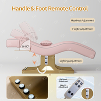 Table de pose de cils électrique inclinable Turri avec commande au pied, lit d'extension de cils, chaise longue pour cils, lit électrique pour cils et sourcils avec pédale