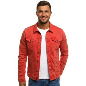 Chaqueta vaquera lavada con estilo para hombre, cómoda, holgada, diseño personalizado, de talla grande, sin cuello, precio al por mayor de invierno - Product Image 1