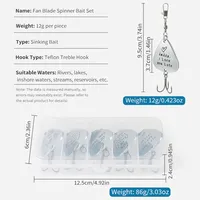 Lot de 5 leurres de pêche en métal, 95 mm, 12 g, kit d'appâts pour la pêche au bar, à la truite, au saumon en rivière, cadeau pour la fête des pères, pêcheur