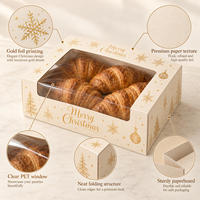 Boîte cadeau de Noël pour gâteaux, dorée à chaud, personnalisée, avec fenêtre, pour pâtisseries, biscuits, desserts, fêtes, vente en gros