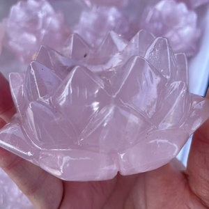 Commercio all'ingrosso naturale di alta qualità fiori di loto rosa di quarzo curativo di cristallo di quarzo intagli per la decorazione Fengshui - Product Image 5