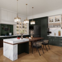 Meubles de cuisine modulaires personnalisables Aige, en pierre frittée moderne avec évier, ensemble table îlot de cuisine