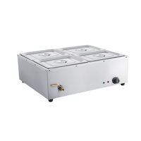 Bain-marie électrique professionnel 4 bacs en acier inoxydable avec robinet de vidange pour la restauration, les buffets et les cuisines