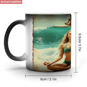Home Family Matching Daily <b>Mug</b> <b>Set</b> Frosted Black 11oz Ceramic Heat Activated Color Changing Cup - Product Image 1