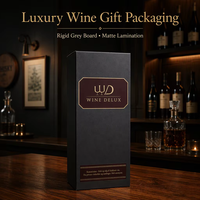 Boîte à vin de luxe gris foncé au design personnalisé créatif, emballage cadeau en carton rigide, boîte vide pour bouteille de vin rouge, vente en gros