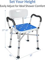 Chaise de bain avec accoudoirs, siège de douche médical, tabouret de bain bariatrique, banc de douche de sécurité, barre transversale renforcée pour personnes âgées, adultes handicapés