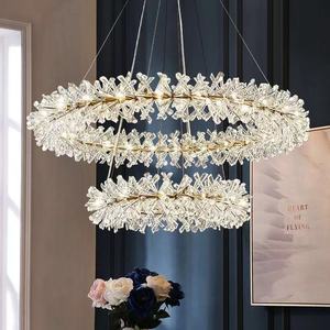 Luxury Custom Crystal Dining Table Chandelier Modern Led Ring Pendant <strong>Light</strong> <strong>Fixture</strong> for Dining Room - Product Image 1