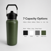 Thermos en acier inoxydable à isolation sous vide avec poignée de transport, capacité 801-900 ml, compatible lave-vaisselle, noir fumé JOW-800 SMB