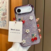 Vente en gros directe d'usine, étui de téléphone personnalisé de luxe pour femmes avec fleurs en strass, paillettes, pour iPhone, étui de téléphone portable