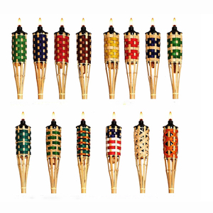 Garden Light <strong>Bamboo</strong> <strong>Torch</strong> With Black Metal Wick Holder for Outdoor Decoration.Wholesale Cheap Natural <strong>Bamboo</strong> <strong>Tiki</strong> <strong>Torch</strong> - Product Image 3