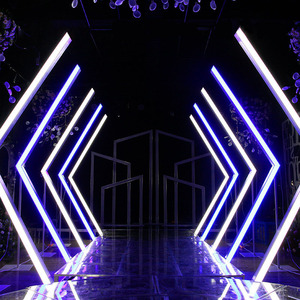 ซุ้มโค้ง LED ลายอุโมงค์แห่งกาลเวลา แบบเรืองแสงด้านเดียว ทำจากอะคริลิก พร้อมพื้นหลังลายเรขาคณิต ใช้เป็นป้ายบอกทาง ตกแต่งงานแต่งงาน - Product Image 3