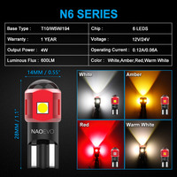 NAO 2x W5W T10 LED Ultra Hell 5W5 12V 24V 4W 600Lm Auto-Innenraumbeleuchtung Seitenlicht Glühbirne Warmweiß Bernstein Rot Leistungsstarke Markierungsleuchte
