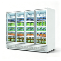 Réfrigérateur commercial à 4 portes vitrées pour boissons, vitrine réfrigérée à refroidissement par air pour supermarchés et magasins de proximité