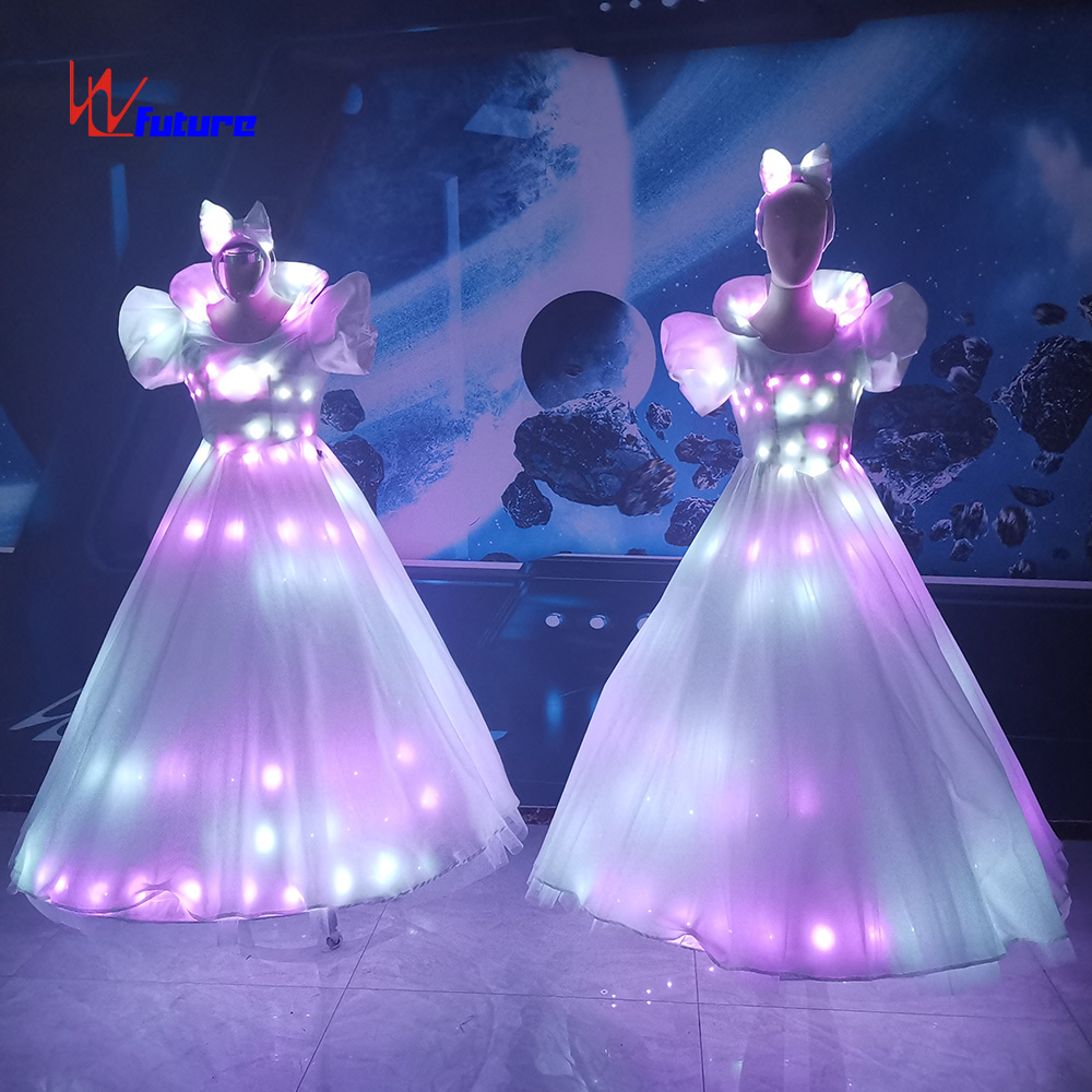 Shiny Elsa Princess Costume with LED Lights - White Luminous Dress for  Dance Performances and Birthday Parties, All Sizes Available