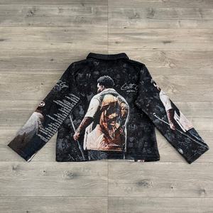 Manteaux zippés surdimensionnés de haute qualité pour hommes Vêtements jacquard tissés avec fermeture éclair Vestes en tapisserie personnalisées Hip Hop pour hommes - Product Image 2