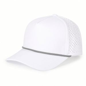 Wholesale Custom PVC Rubber Logo <b>Hat</b> Laser Cut Hole Perforated Dad <b>Hat</b> <b>Waterproof</b> Sport Baseball Cap With Rope - Product Image 5