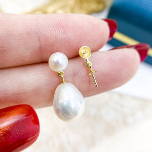 S925 Silver DIY <b>Pearl</b> Accessories Empty Stand Double <b>Pearl</b> <b>Earrings</b> with 5-10mm Bar 21008 Jewelry Accessory - Product Image 2
