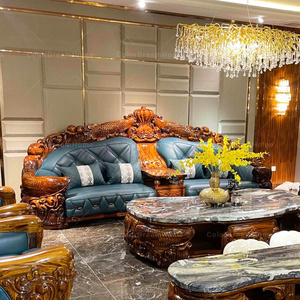 Perabotan Rumah Tangga, <span class=keywords><strong>Sofa</strong></span> Kulit Kayu Berukir, <span class=keywords><strong>Sofa</strong></span> Ruang Tamu Kayu Tua - Product Image 2