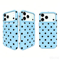Casing PU Anti Gores Anti Selip dengan Pola Titik Hitam dan Lubang Tombol Samping Terpisah untuk iPhone 17 Pro Max/18