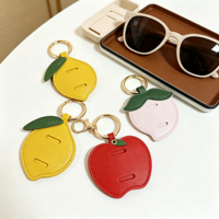 Citroen Perzik Fruit PU Lederen Brilclip Tas Charme Brillen Hangende Clip Brillenaccessoires Draagbare Tashanger