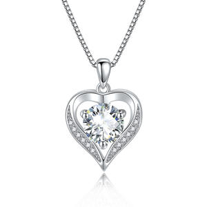 डोडो कारखाने के गहने s925 स्टर्लिंग चांदी जिरकॉन और vvs1 dकलर मोइससानाइट दिल पेलेंट हार 12/15 - Product Image 1