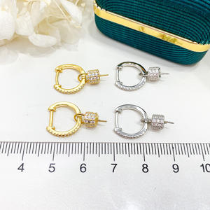 Boucles d'oreilles en argent S925 DIY avec perles, accessoire de mode pour femmes, boucle d'oreille avec perles rondes de 9 à 12 mm, 21772, boucles d'oreilles en cristal - Product Image 3