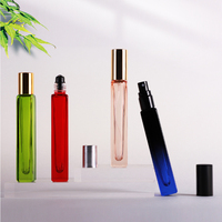 Flacon de parfum en verre carré mince de 10 ml, flacon rectangulaire en verre rouge et vert pour soins de la peau, flacons personnalisables avec bouchon doré