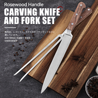 Ensemble de couteaux à découper professionnels en acier inoxydable de haute qualité, deux pièces, manches en bois, design ambidextre pour la cuisine en plein air, grillades