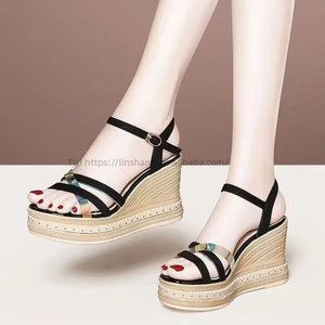 Women Color Block European and American Style <b>Wedge</b> <b>Sandals</b> Summer New Cross Strap Thick Sole Colorful <b>Platform</b> <b>Sandals</b> - Product Image 4