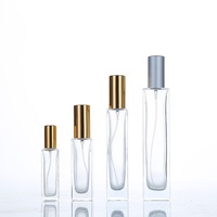 Flacon de parfum rectangulaire en verre transparent, vaporisateur, 10 ml, avec couvercle rose gold et argenté