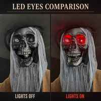 Décoration de sorcière squelette d'Halloween SIPKLR, ornement motorisé pour maison hantée avec bras oscillants et yeux lumineux