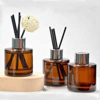 Diffuseur de parfum rond en bois de luxe, couleur ambre, sans alcool, fait main, pour décoration intérieure, bouteille vide, logo personnalisé, désodorisant d'ambiance
